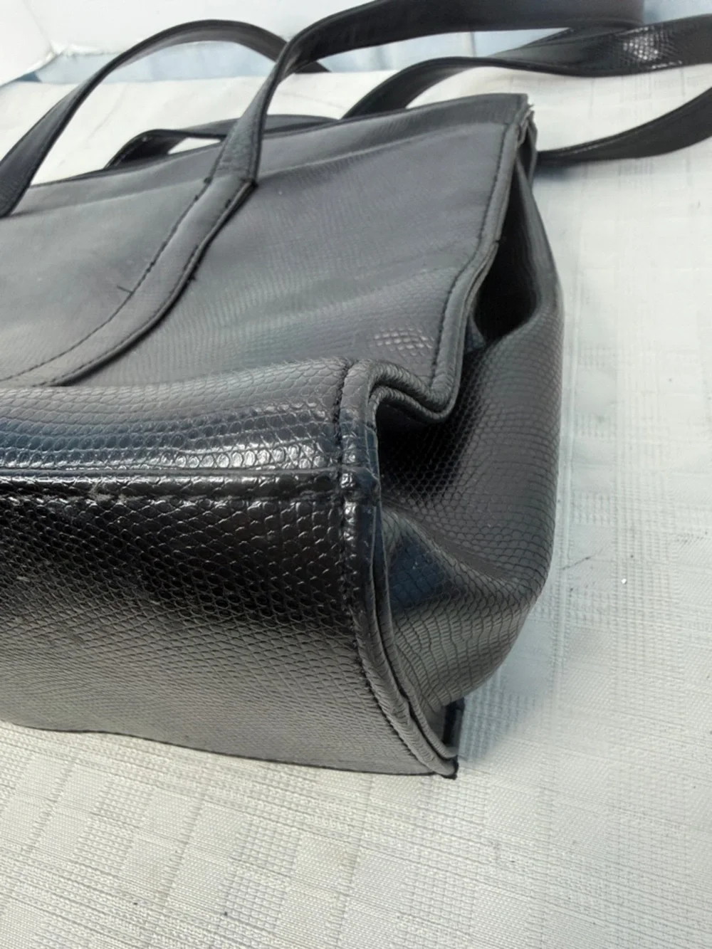 vintage St. John black textured tote bag